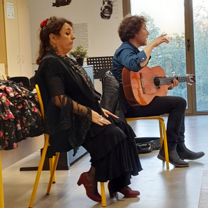 Cécile, la bailaora flamenca y Steven, el guitarrista
