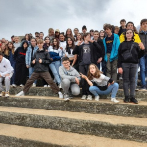 Le groupe sur la plage d'Omaha Beach